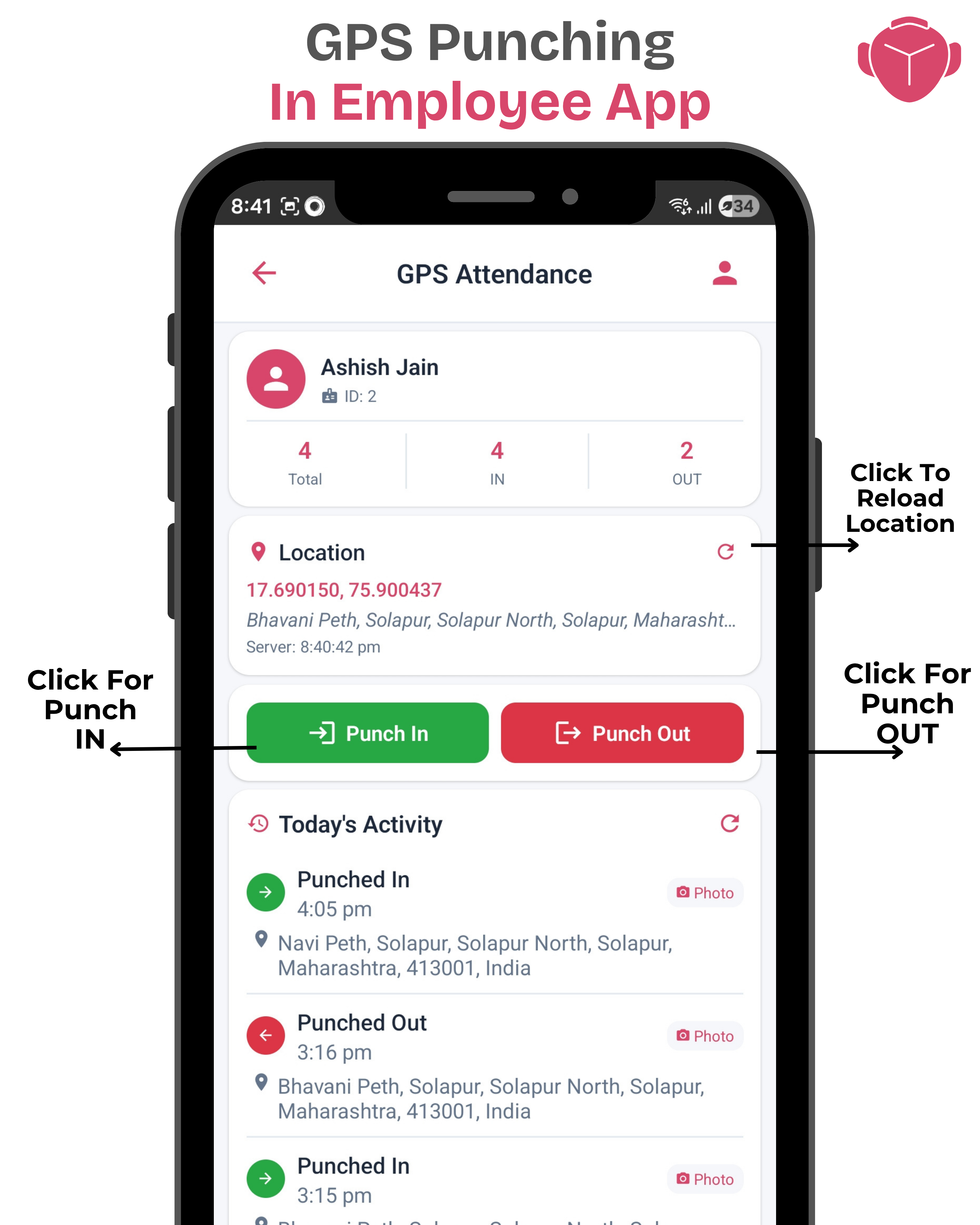 Mobile App GPS attendance